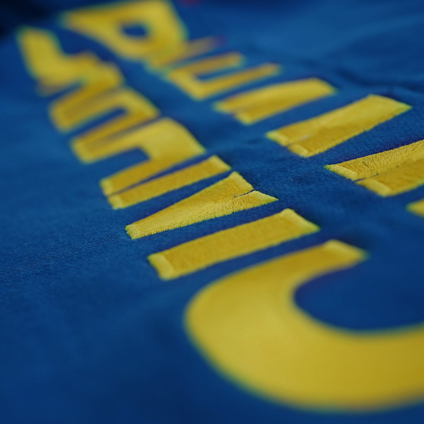 Gros plan sur la broderie du logo