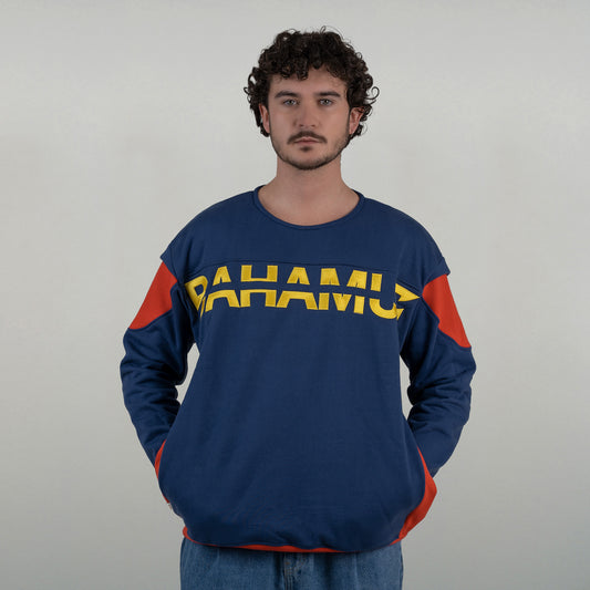 Le sweat est porté par un model masculin, les mains dans les poches, vu de face.